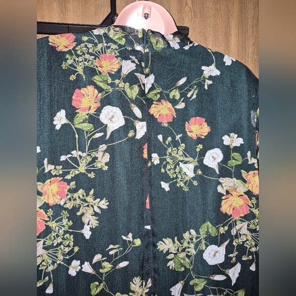 Lauren Ralph Lauren Floral Georgette Sheer Ruffles Green Dress Size 14 New - Picture 8 of 9